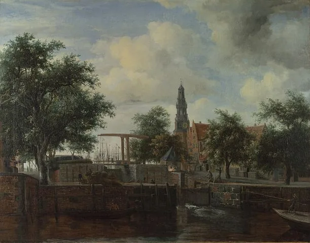  The Haarlem Lock, Amsterdam by Meindert  Hobbema, 1664