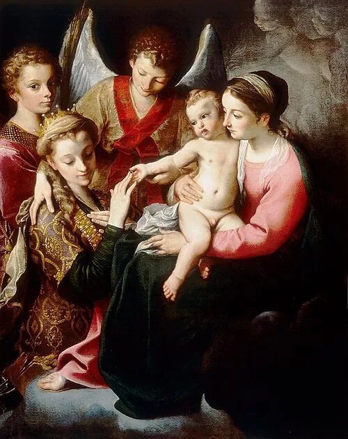 The Mystical marriage of Saint Catherine by Annibale Carracci, 1585