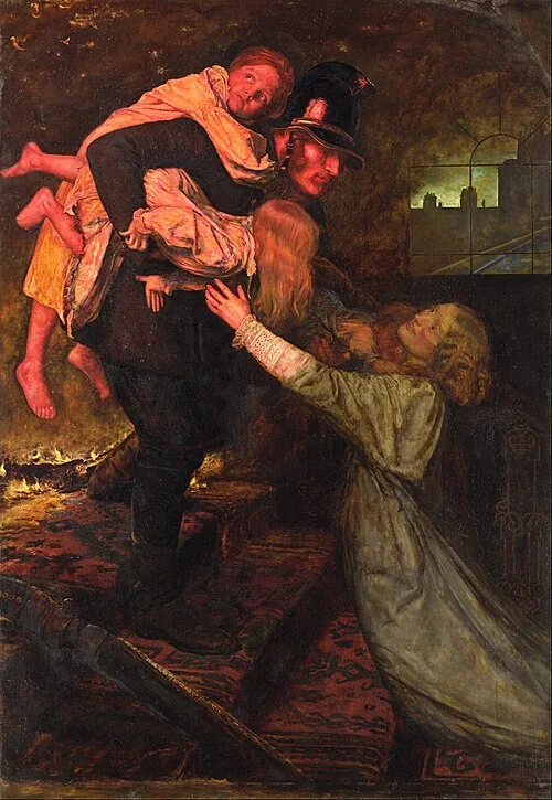 The Rescue by John Everett Millais, 1855