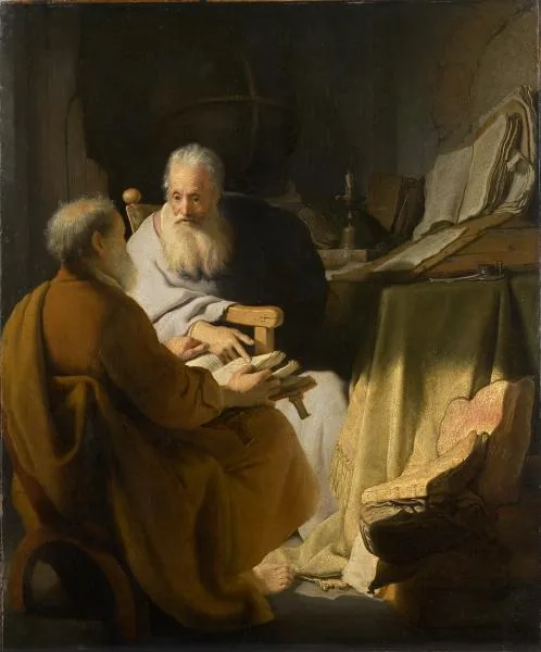 Two old men disputing by Rembrandt van Rijn, 1628