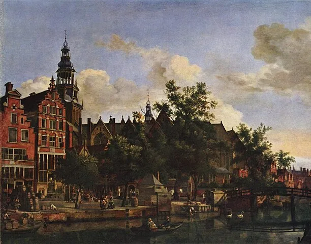 View of Oudezijds Voorburgwal with the Oude Kerk in Amsterdam by Jan  van der Heyden, 1670