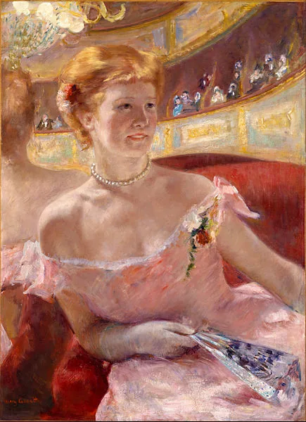 Woman with a Pearl Necklace in a Log by Mary Cassatt, 1879