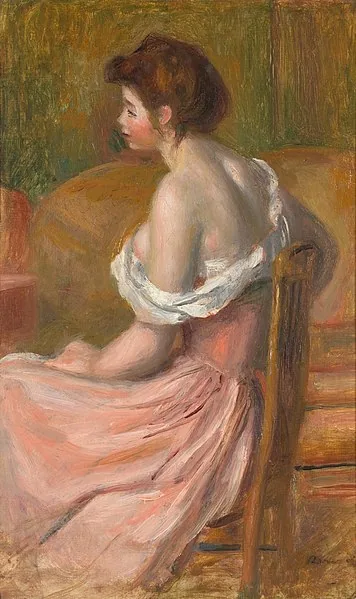 Young woman seated, with neck and shoulders uncovered by Pierre-Auguste Renoir, 1891